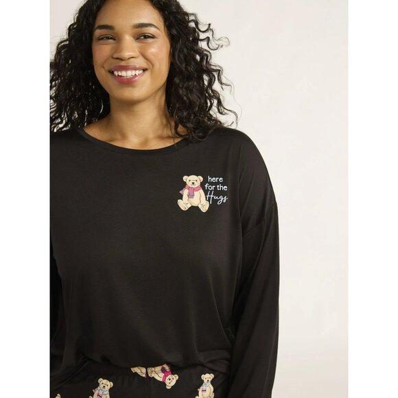 New Joyspun Size XL Pajama Set Teddy Bear Sleepwear Elastic Waistband Pockets - Picture 3 of 11